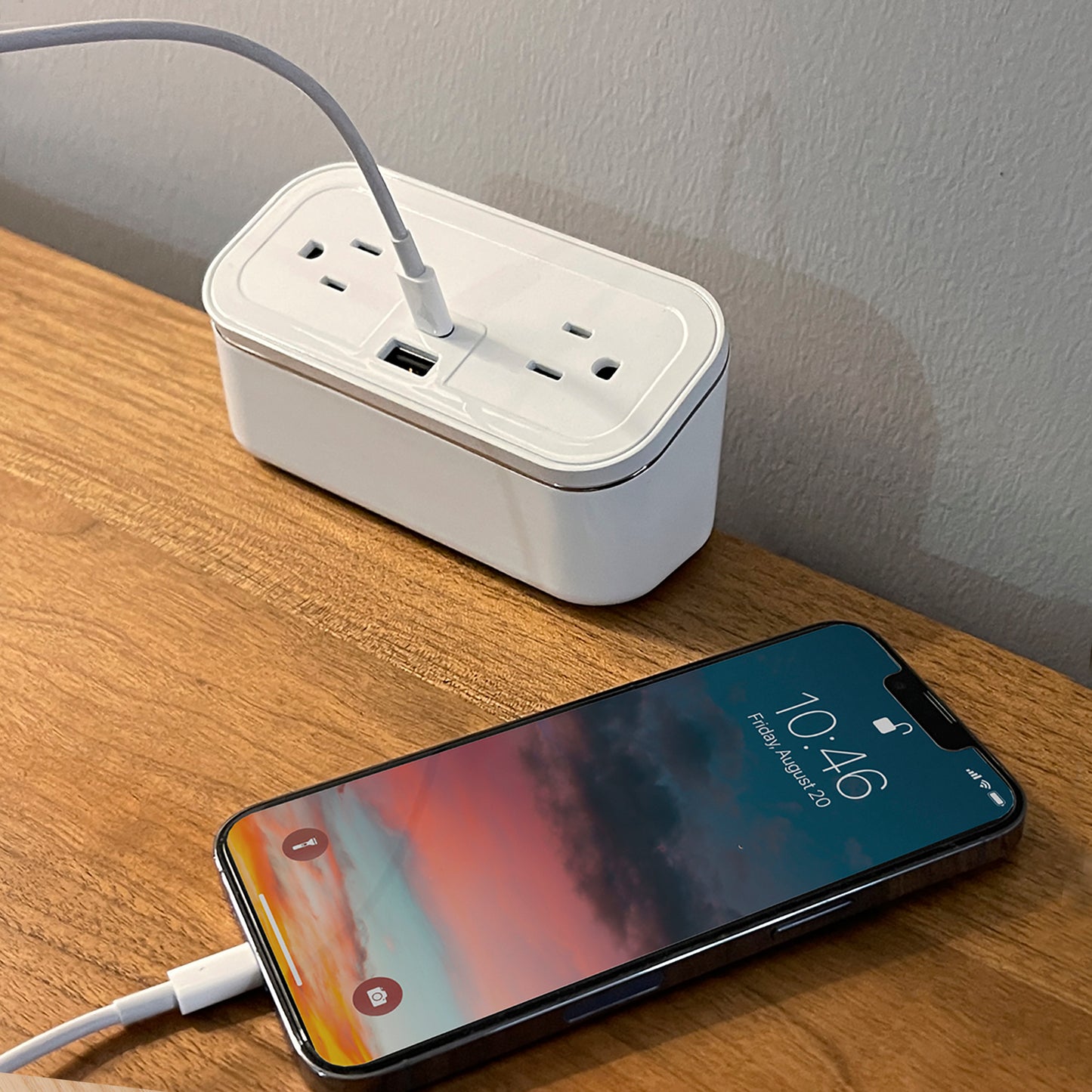 CubieMini White Hotel Charging Hub with power outlets and usb ports
