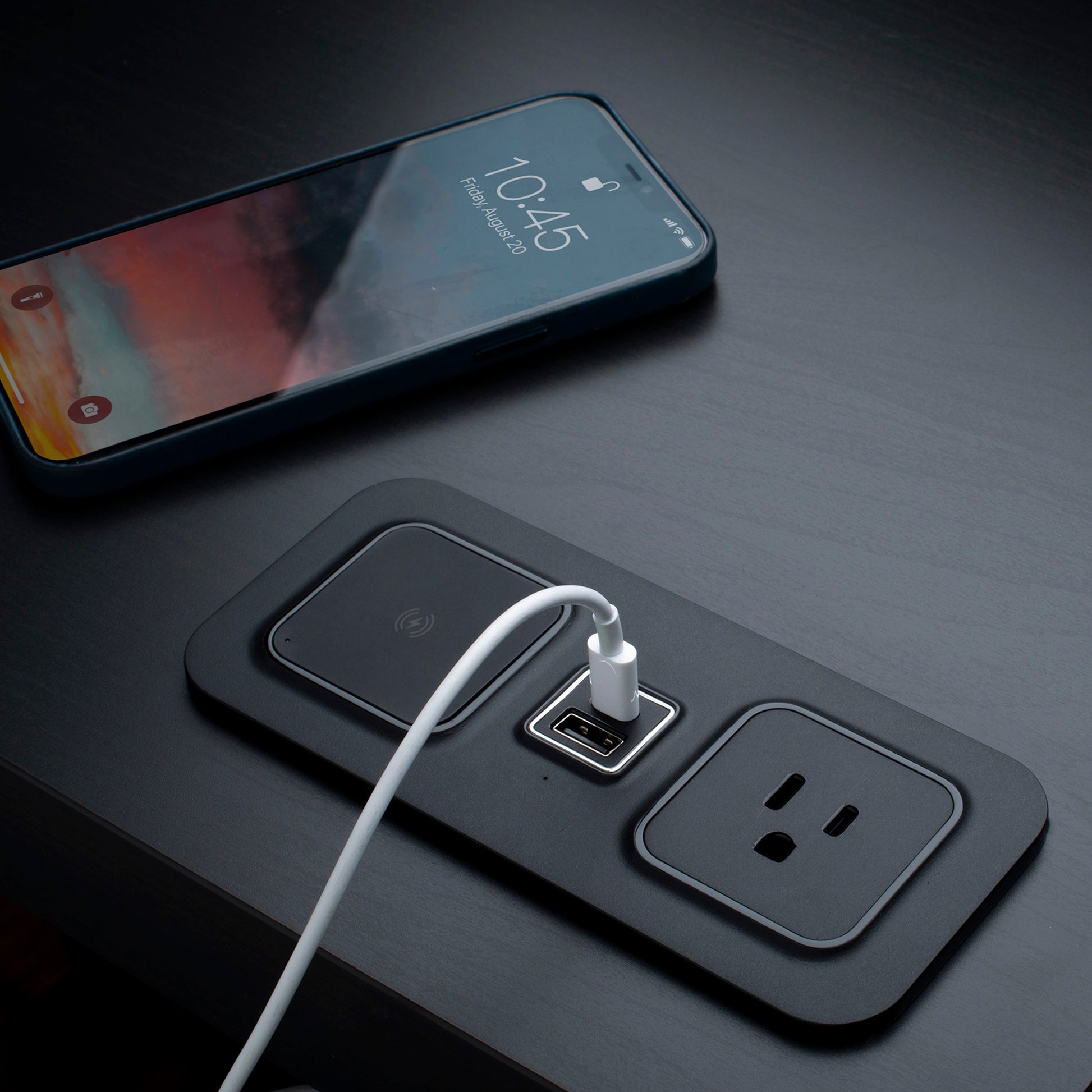 CubieMod Qi build in furniture power outlets, wireless charging and usb ports