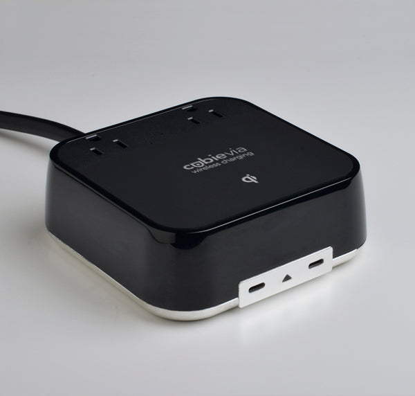 CubieVia hotel charging hub with wireless charging power outlets and usb ports