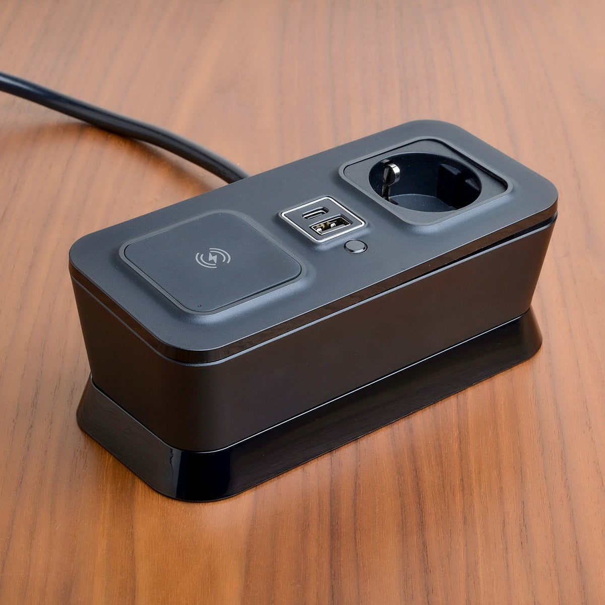 CubieVia hotel charging hub with wireless charging power outlets and usb ports