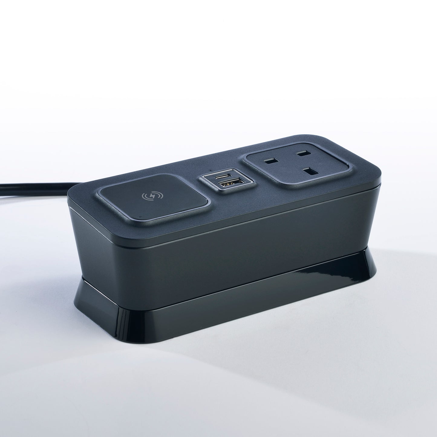 CubieVia hotel charging hub with wireless charging power outlets and usb ports