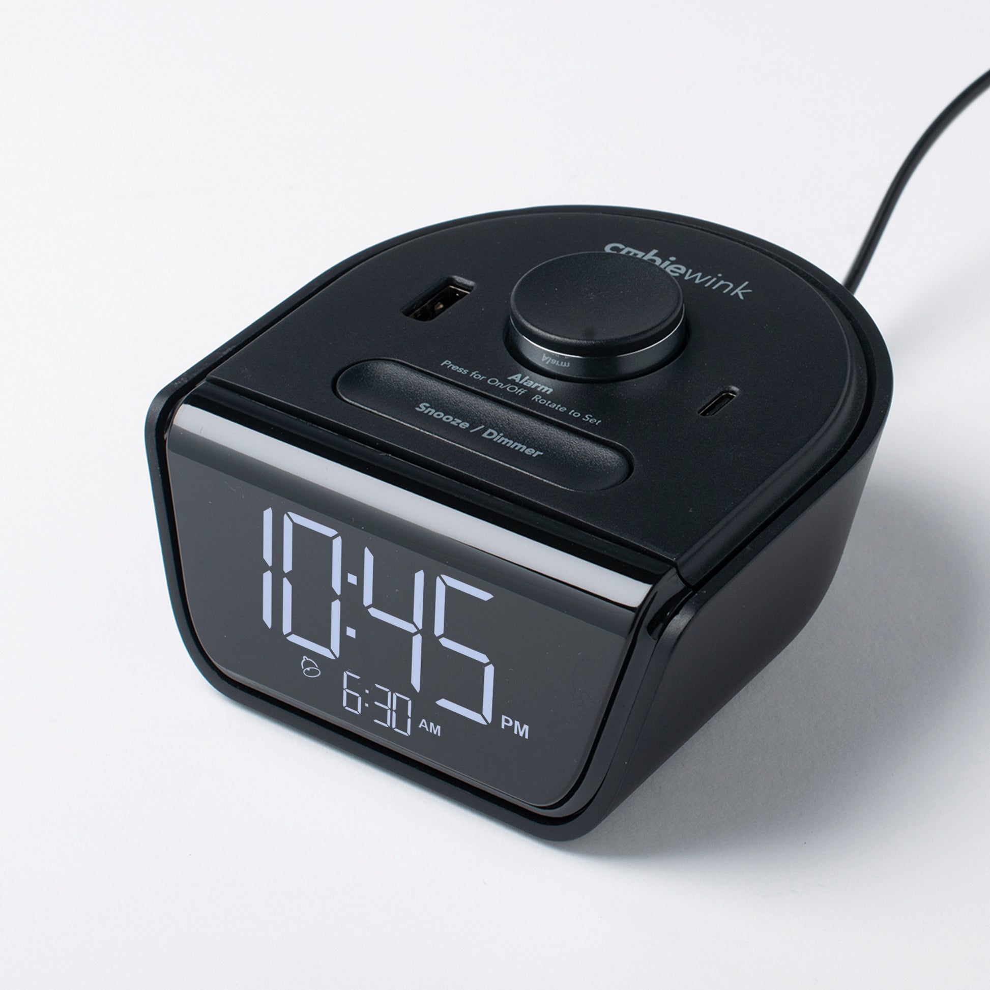 CubieWink Hotel single day alarm clock with USB ports
