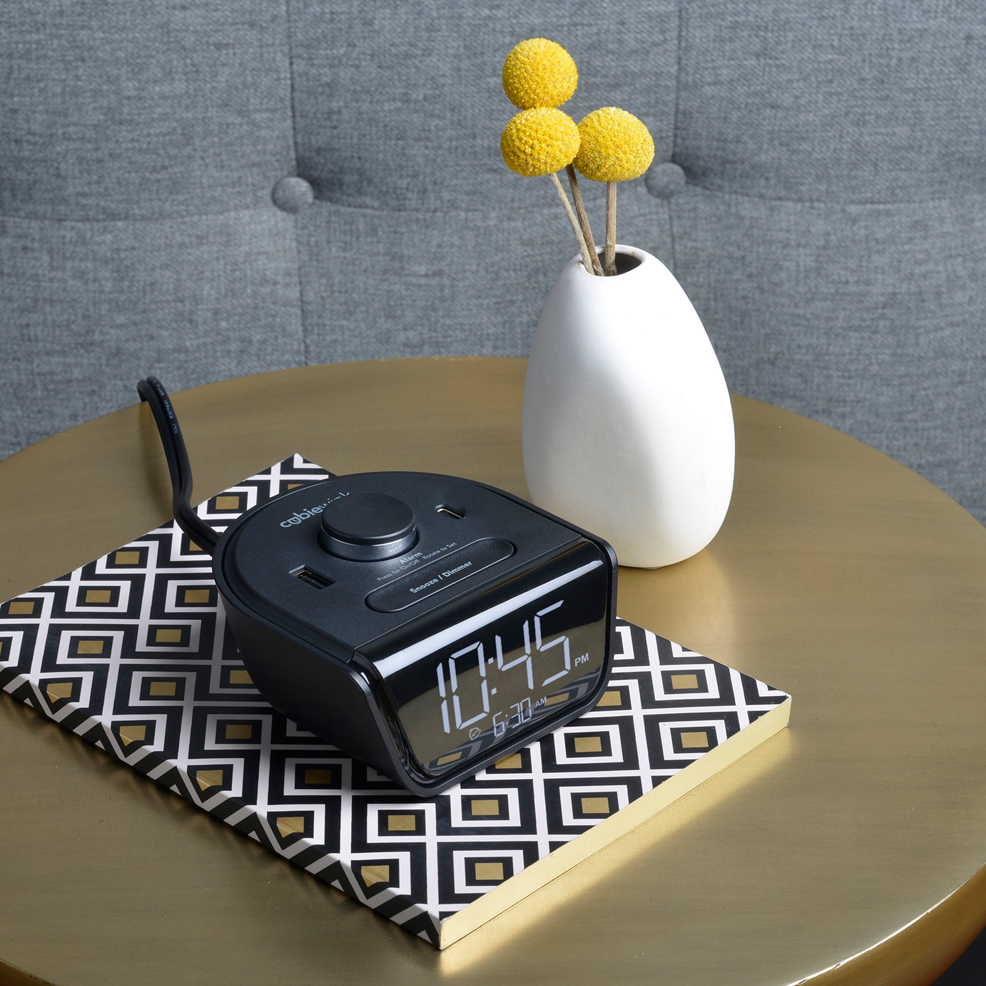 CubieWink Hotel single day alarm clock with USB ports