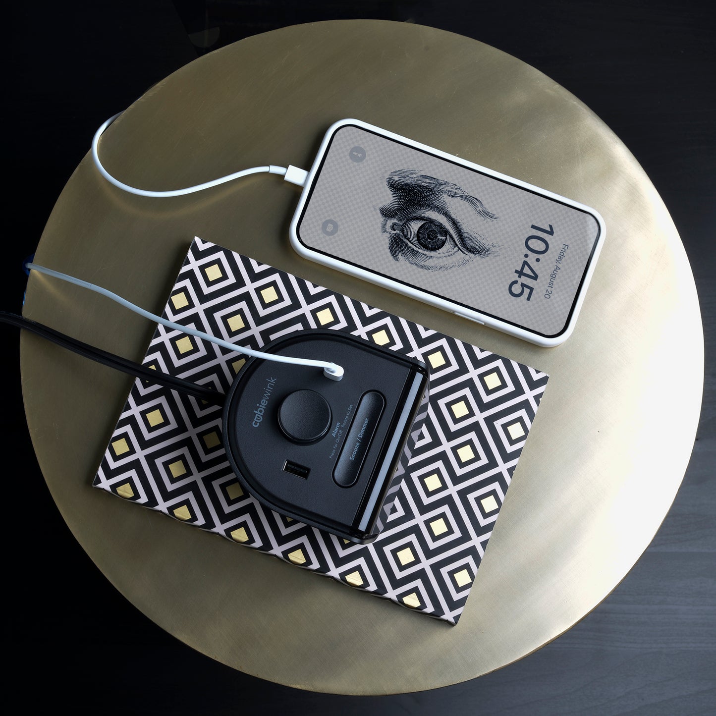 CubieWink Hotel single day alarm clock with USB ports