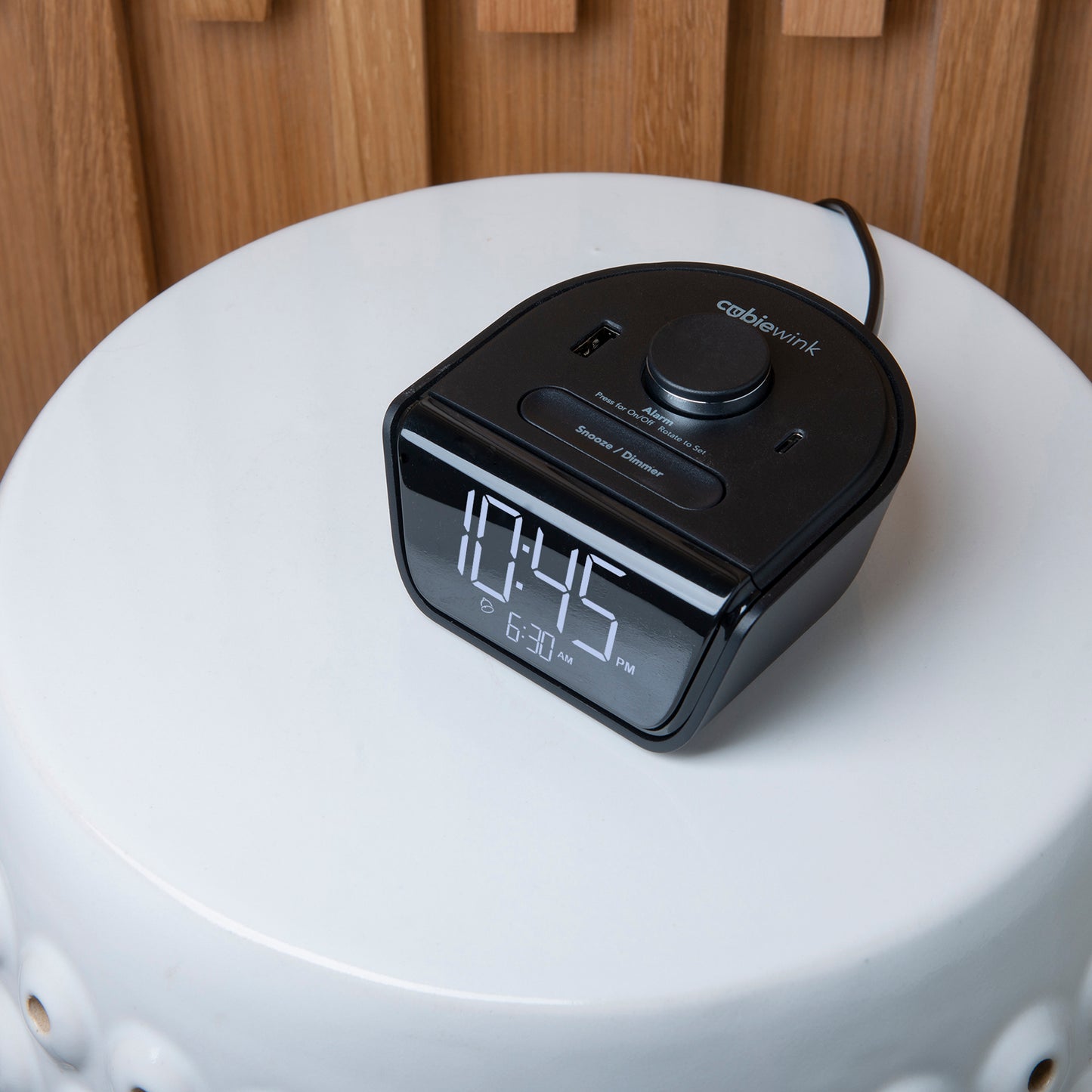 CubieWink Hotel single day alarm clock with USB ports