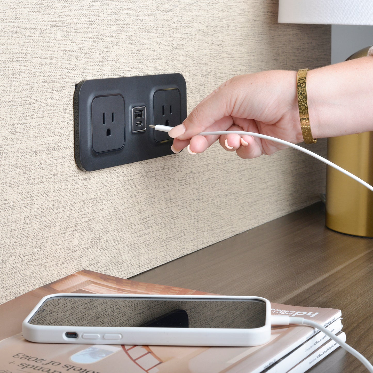 CubieMod built in furniture charging hub with power outlets and usb ports