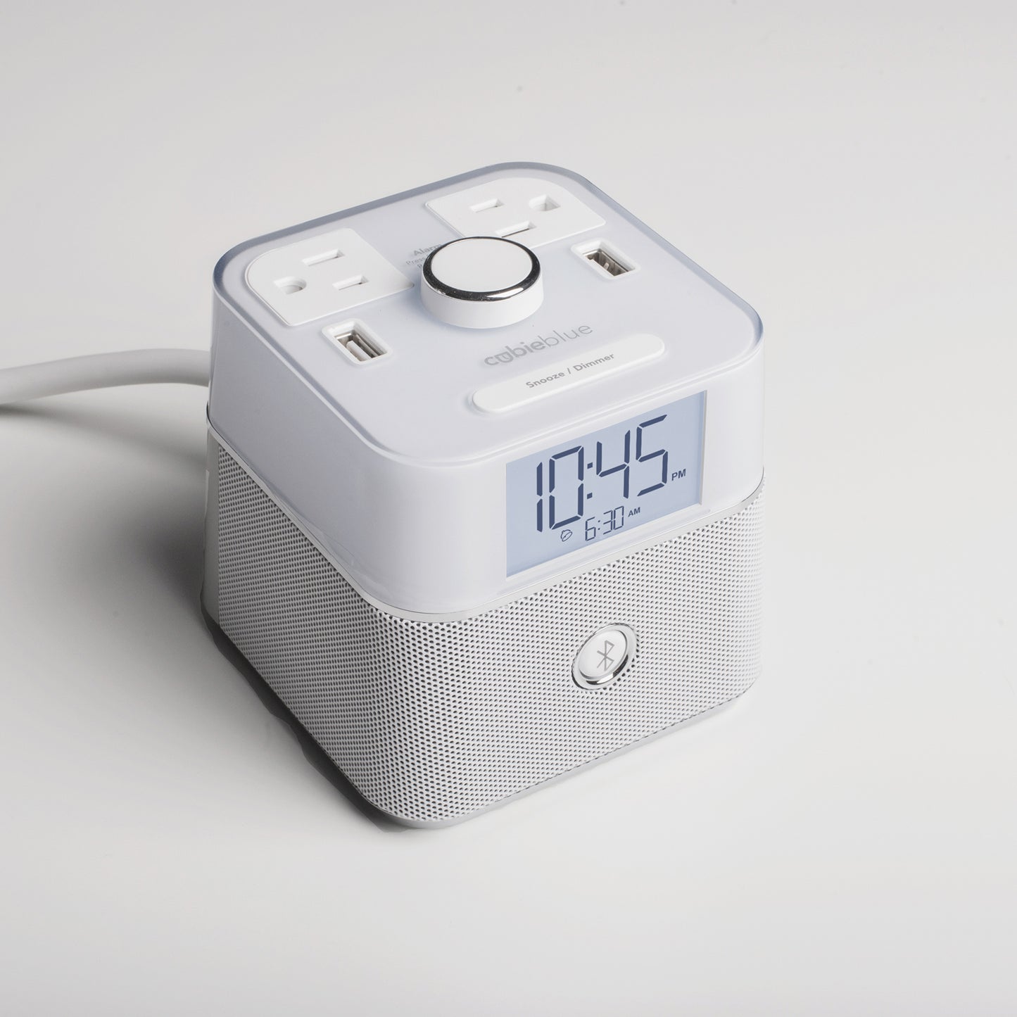 CubieBlue <sup>®</sup> 1.0 Open Box<br><h3>Hotel Charging Alarm Clock with Bluetooth Speaker Outlets and USB Ports</h3>