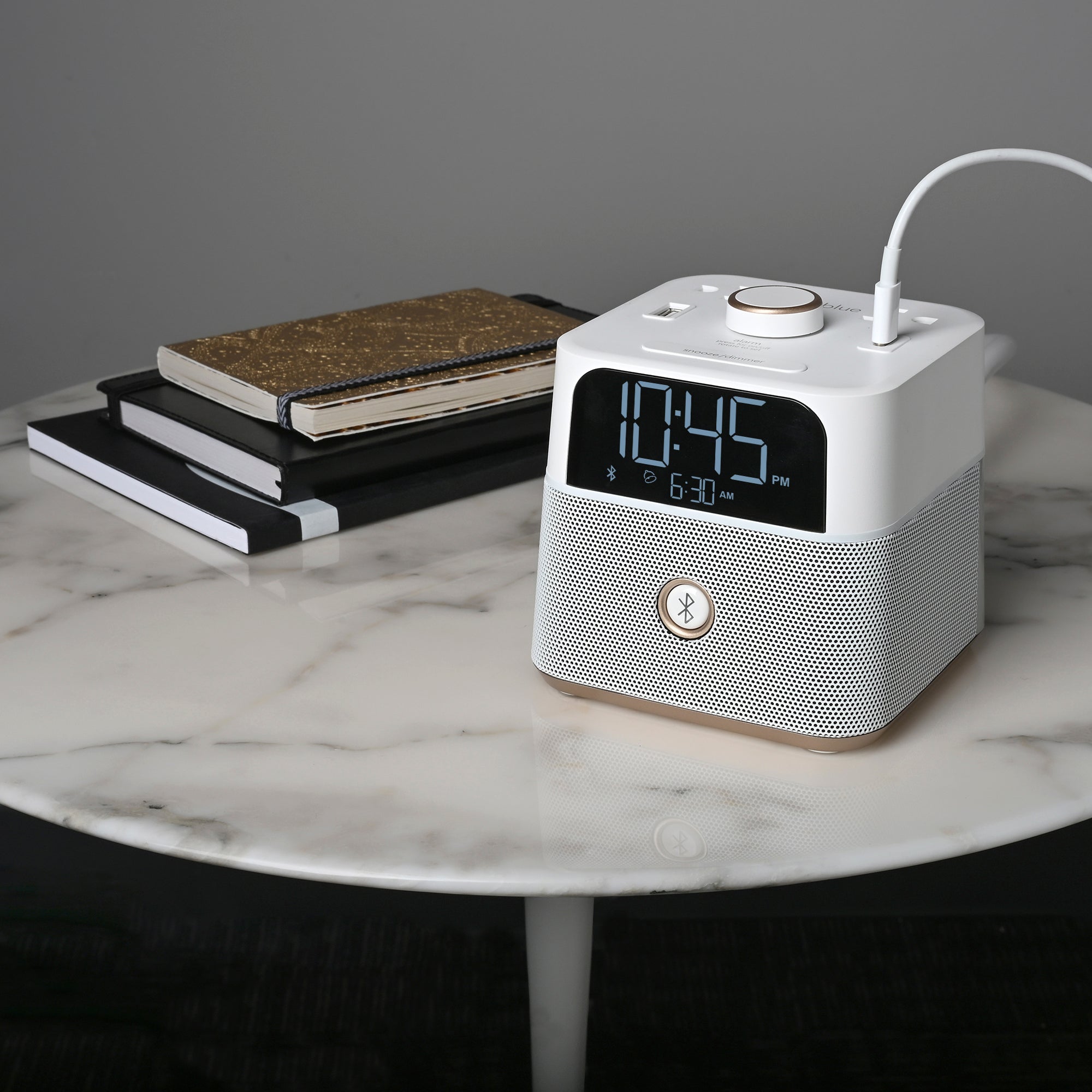 CubieBlue® - Hotel Charging Alarm Clock with Bluetooth Speaker