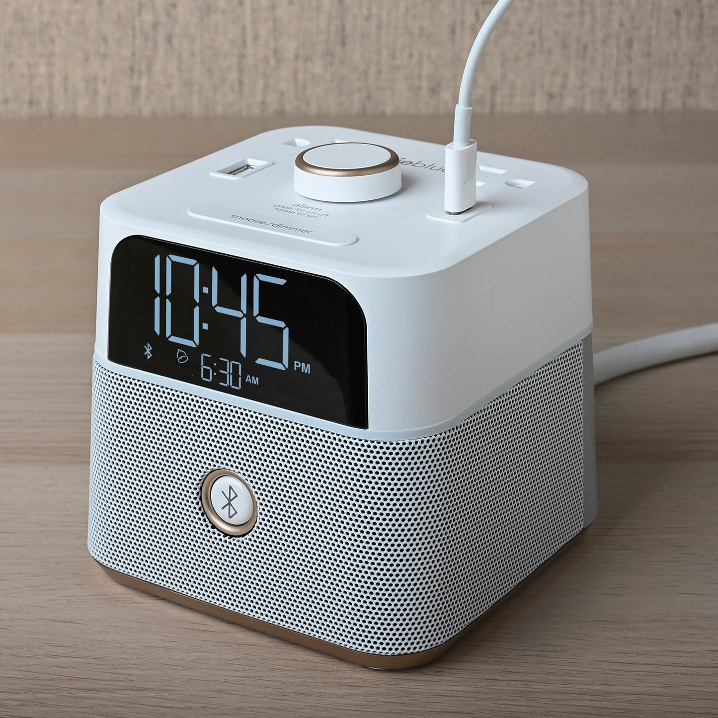 CubieBlue <br><h3>Hotel Charging Alarm Clock with Bluetooth Speaker Outlets and USB Ports</h3>