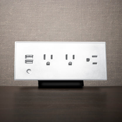 CubieDash White 1.0<br><h3>Edge Mounted Tabletop Power Strip Charging Station with Outlets and USB Ports</h3>