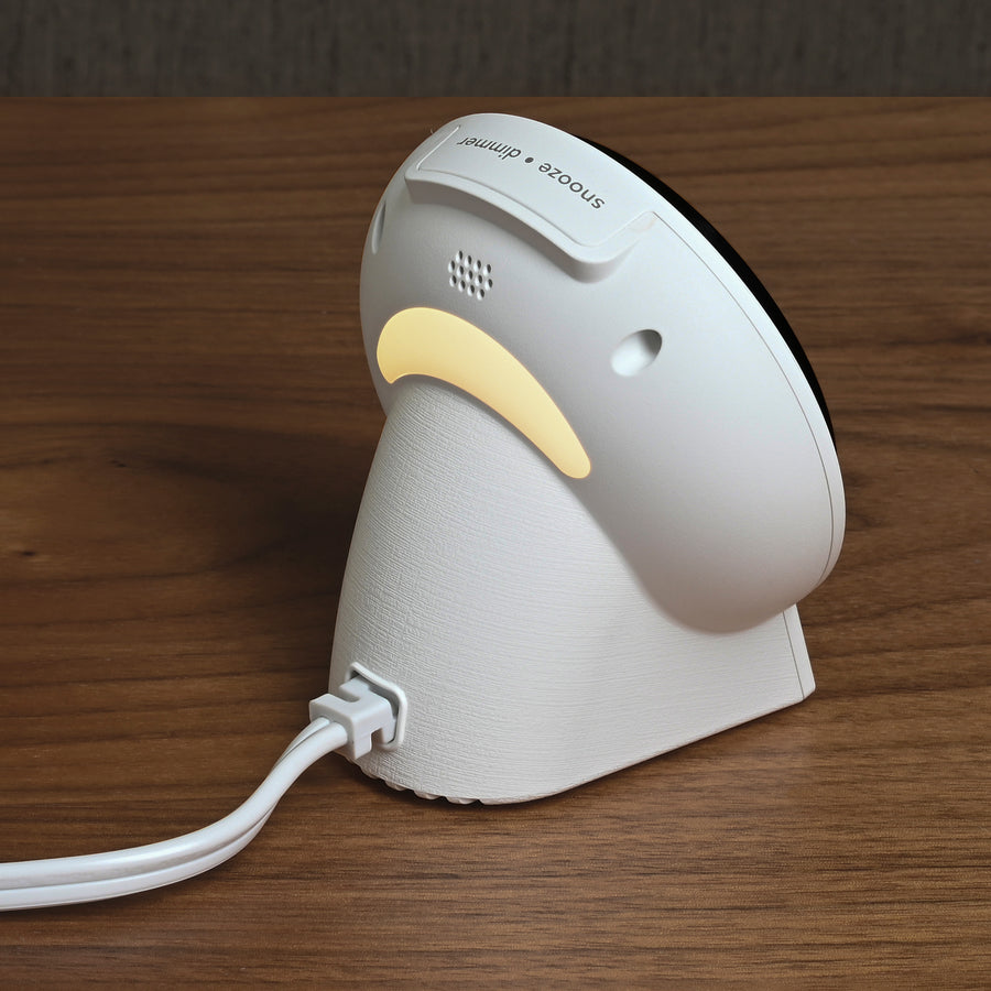 CubieGlow single day alarm clock with USB-C ports, white noise, sunrise alarm rest-easy display and a nightlight. 
