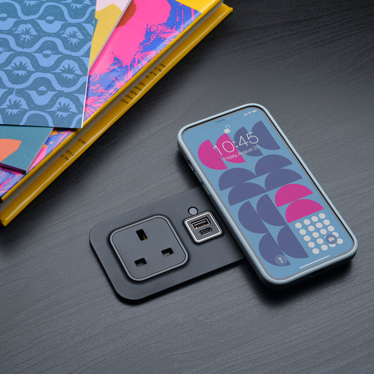 CubieMod Qi build in furniture power outlets, wireless charging and usb ports