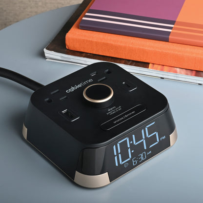 CubieTime<br><h3>Hotel Charging Alarm Clock with Outlets and USB Ports</h3>