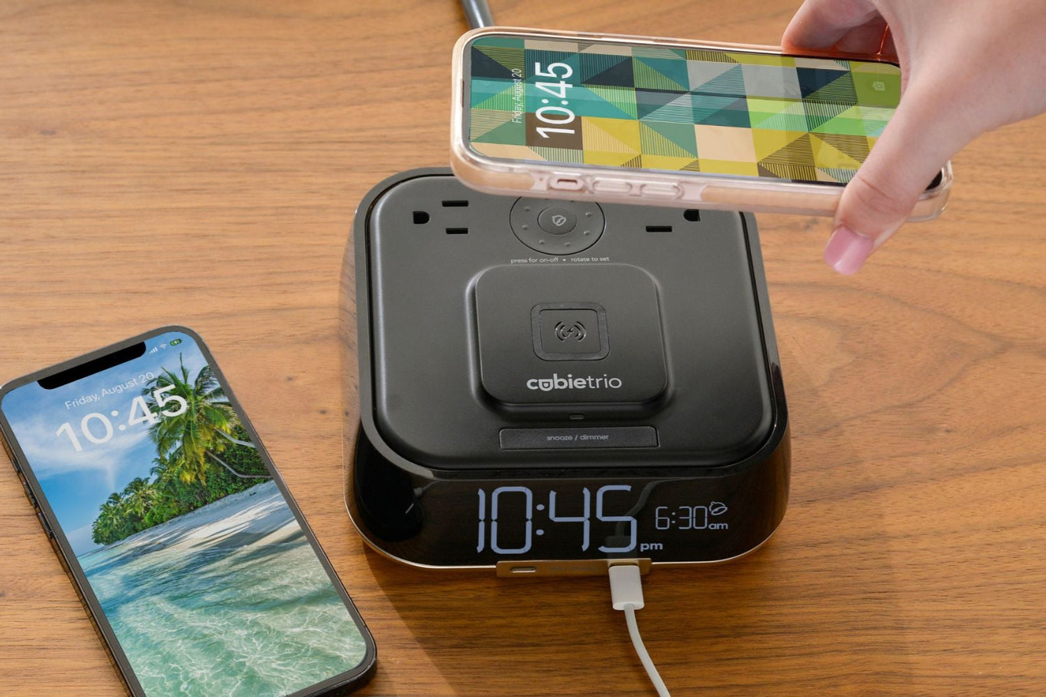 CubieVia hotel charging hub with wireless charging power outlets and usb ports