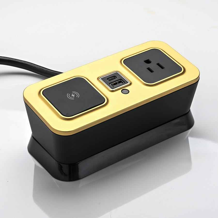 CubieVia hotel charging hub with wireless charging power outlets and usb ports