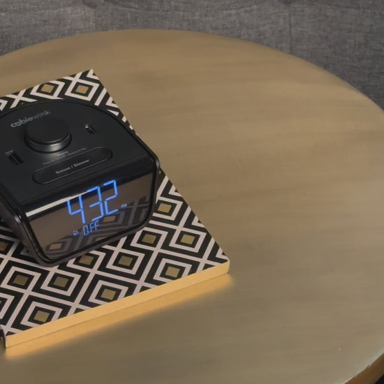 CubieWink White Hotel single day alarm clock with USB ports 