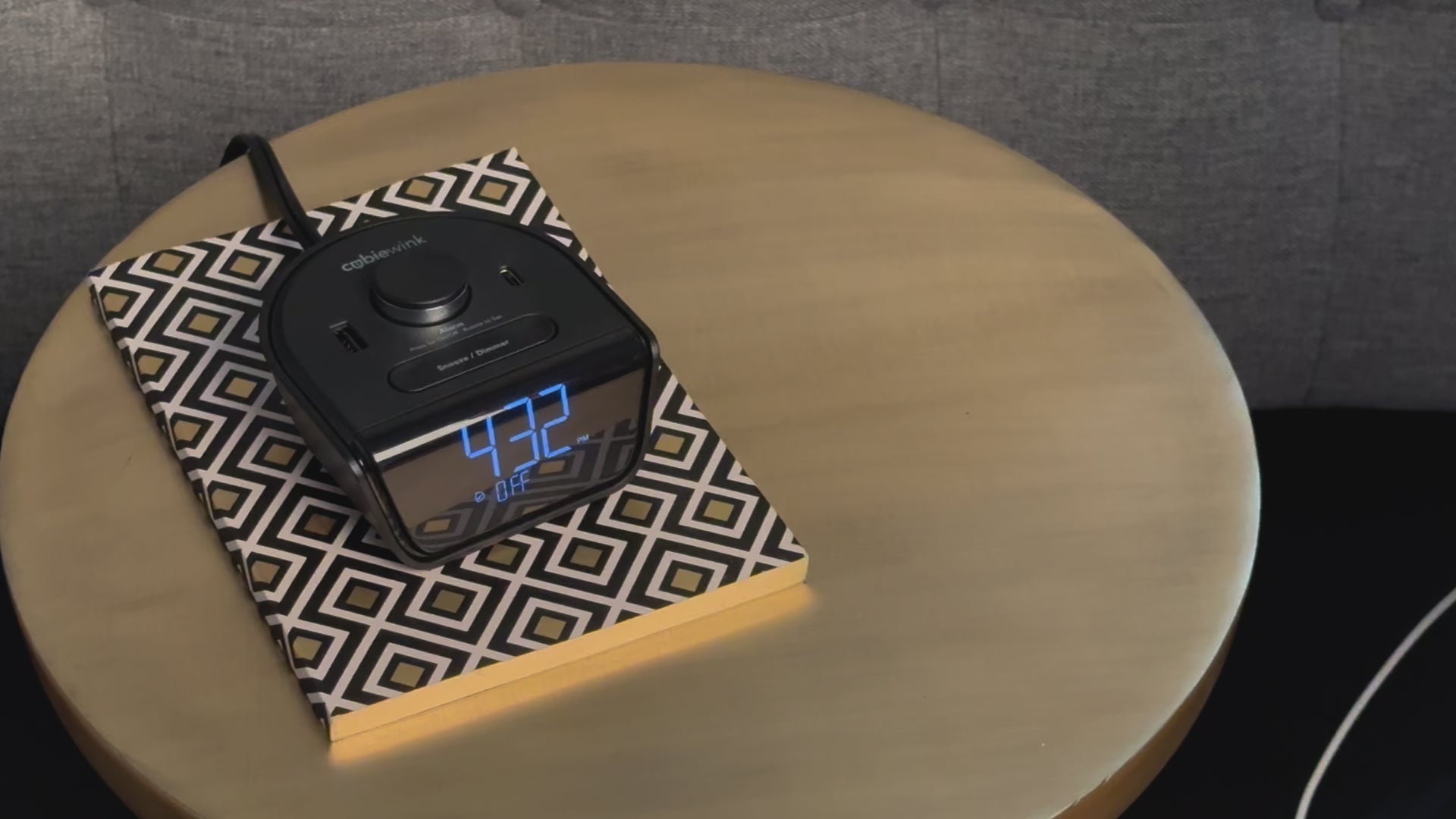 CubieWink White Hotel single day alarm clock with USB ports 